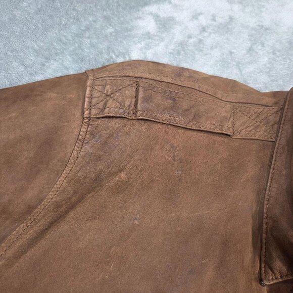 Vtg G-III Global Identity Jacket Mens L Brown Leather Bomber Aviator Map Lined - Picture 6 of 16